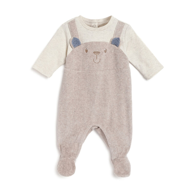 Boys Light Natural Solid Leg Opening Babysuit image number 0